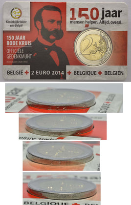 Fehlprägung 2 Euro Sondermünze Belgien 2014"Rotes Kreuz"Randschrift Niederlande