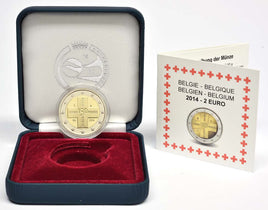 PP 2 Euro Sondermünze Belgien 2014"Rotes Kreuz"in der Box
