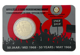 Coincard ( FR ) 2 Euro Sondermünze Belgien 2018"Studentenrevolte Mai 1968"ST
