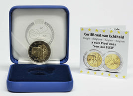 PP 2 Euro Sondermünze Belgien 2021"100 Jahre Wirtschaftsunion mit Luxemburg"Polierte Platte