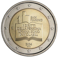 2 Euro Sondermünze San Marino 2024"50. Jahrestag der Erklärung der Bürgerrechte"