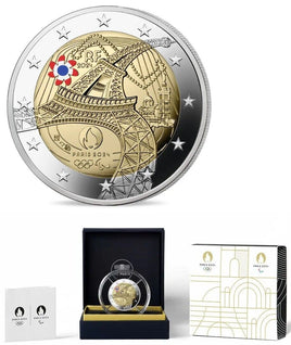 PP 2 Euro Sondermünze Frankreich 2024"Die Fackel - Olympische Spiele Paris 2024"Polierte Platte