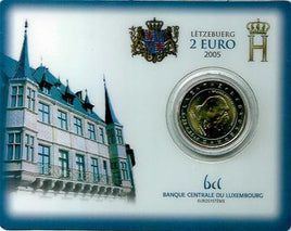 Coincard 2 Euro Commerativ Coin Luxembourg 2005 "Henri & Adolphe"