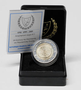 Box 2 Euro Commerativ Coin Cyprus 2009"10 Years Euro" ST