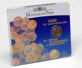 Coincard 2 Euro Commemorative Coin France 2009 "10 Years of the Euro"