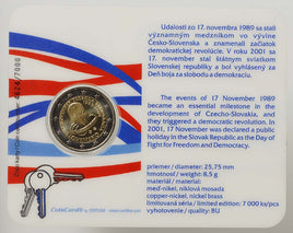 Coincard 2 Euro Commerativ Coin Slovakia 2009 "Democracy"