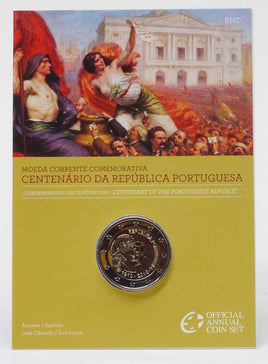 Coincard 2 Euro Commerativ Coin Portugal 2010 "Portuguese Republic"
