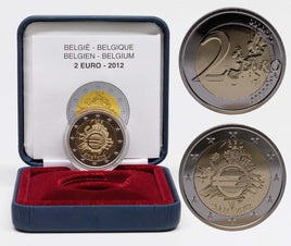 Proof 2 Euro commemorative coin Belgium 2012 "10 years € cash"