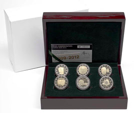 Set 6x2 Euro commemorative coin Luxembourg 2009-2012 PP