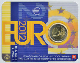 Coincard 2 Euro special coin Slovakia 2012 "10 years € cash"