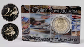 Coincard PP 2 euro commemorative coin Slovenia 2012 "10 years € cash"