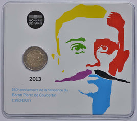 Coincard 2 Euro special coin France 2013 "Coubertin" in blister