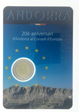 Coincard 2 Euro Commerativ Coin Andorra 2014 "Council of Europe"