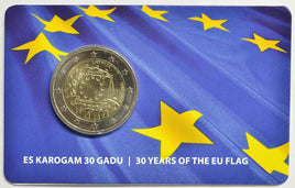 Coincard 2 Euro Commerativ Coin Latvia 2015 "European Flag "BU