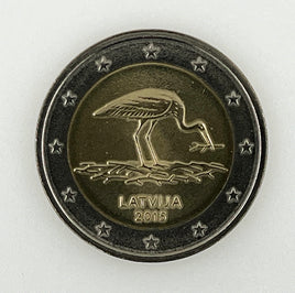 2 Euro Sondermünze Lettland 2015 "Schwarzstorch"