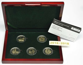 Set of 5x2 Euro commemorative coins Luxembourg 2016-2018 proof with mint mark RAR