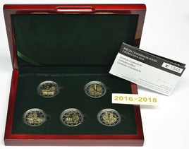 Set 5x2 Euro Sondermünze Luxemburg 2016-2018 PP mit Prägezeichen RAR