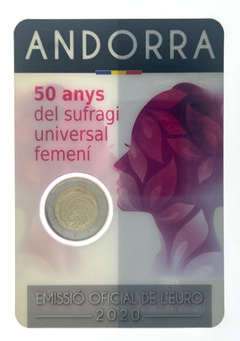 Coincard 2 Euro commemorative coin Andorra 2020 "50 years of universal suffrage for women"