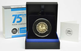 PP 2 euro commemorative coin France 2021"75th anniversary UNICEF "Proof