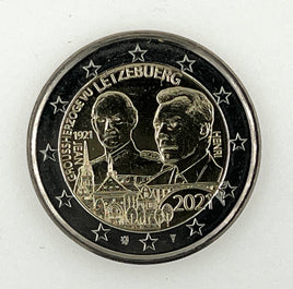 2 Euro Sondermünze Luxemburg 2021"100. Geburtstag des Großherzogs Jean"Reliefeprägung