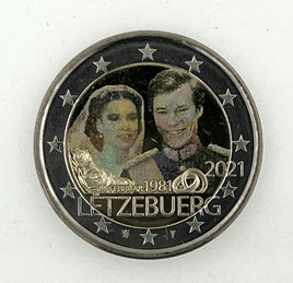 2 Euro Sondermünze Luxemburg 2021"40. Hochzeitstag von Großherzog Henri"Fotoprägung