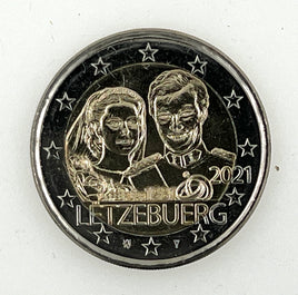 2 Euro Sondermünze Luxemburg 2021"40. Hochzeitstag von Großherzog Henri"Reliefeprägung