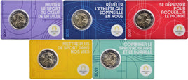 5 x Coincard 2 Euro commemorative coin France 2021 "Olympic Games Paris 2024" 