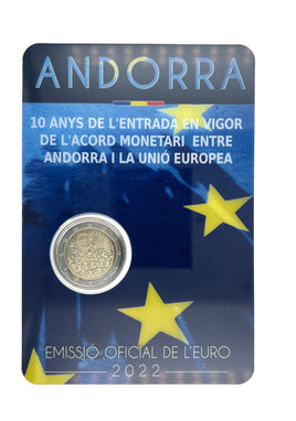 Coincard 2 Euro commemorative coin Andorra 2022 "Currency agreement"