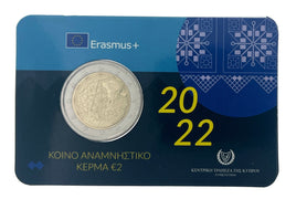 Coincard 2 Euro Commerativ Coin Cyprus 2022 "Erasmus"