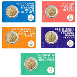 5 x Coincard 2 Euro Sondermünze Frankreich 2022"Olympische Spiele Paris 2024"