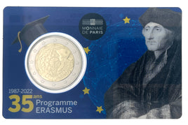 Coincard 2 Euro Sondermünze Frankreich 2022"Erasmus"
