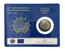 Coincard 2 Euro Commerativ Coin Luxembourg 2022 "Erasmus"