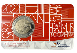 Coincard 2 Euro Commerativ Coin Netherlands 2022 "Erasmus"