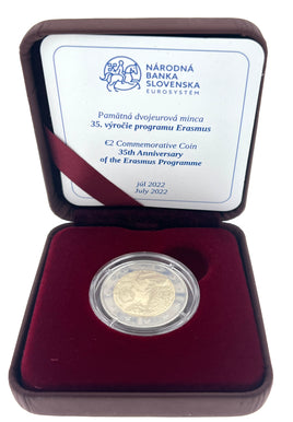 PP 2 Euro Commerativ Coin Slovakia 2022 "Erasmus "Original box