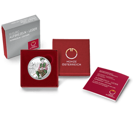 PP 10 Euro Silber Österreich 2025 "Aufbrezeln – Leder" Polierte Platte Coloriert