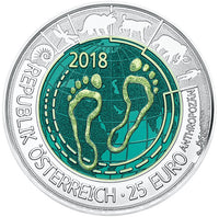 25 Euro Niobium Coin Austria 2018 "Anthropocene" Hgh.