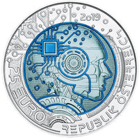 25 Euro niobium coin Austria 2019 "Artificial Intelligence "Hgh.