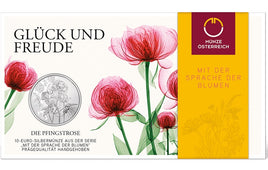 10 Euro Silber Österreich 2024 "Pfingstrose" Handgehoben