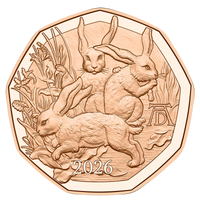 5 Euro Kupfer Österreich 2026 "Dürers Hasentrio" UNC