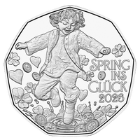 HgH 5 Euro Silber Österreich 2026 "Neujahrsmünze-Spring ins Glück" Handgehoben