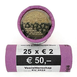 Rolle 25x2 Euro Sondermünze Belgien 2024"Ratspräsidentschaft"