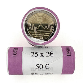 Rolle 25x2 Euro Sondermünze Belgien 2024"Kampf gegen Krebs"