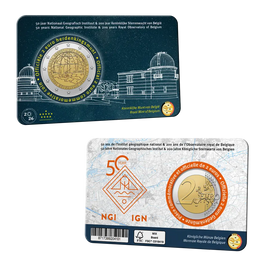 Coincard(NL) 2 Euro Sondermünze Belgien 2026"50 Jahre Nationales Geographisches Institut & 200 Jahre Königliche Sternwarte von Belgien"