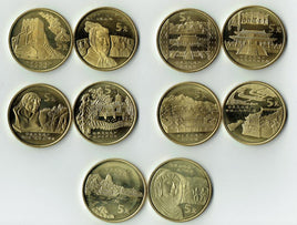 Set 10 x 5 Yuan China 2002-2006 Berühmte Sehenswürdigkeiten