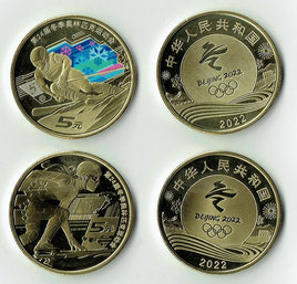 2x 5 Yuan China 2022 Olympische Winterspiele Peking