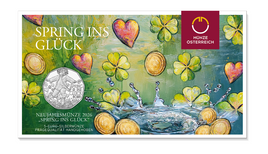 HgH 5 Euro Silber Österreich 2026 "Neujahrsmünze-Spring ins Glück" Handgehoben