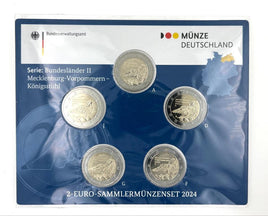 ST 5 x 2 Euro Sondermünze Deutschland 2024 A-J"Mecklenburg-Vorpommern – Königsstuhl"im Blister