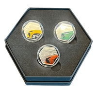 3 x 5 Euro Silbermünze Italien 2025 "Lamborghini" Komplettset Grün,Gelb,Orange