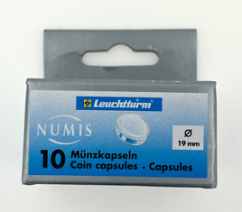 Lighthouse 10 coin capsules (1 pack) for 2 cent coins 19 mm
