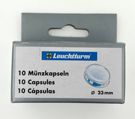 Lighthouse 10 coin capsules (1 pack) for 1 Euro coins 23 mm